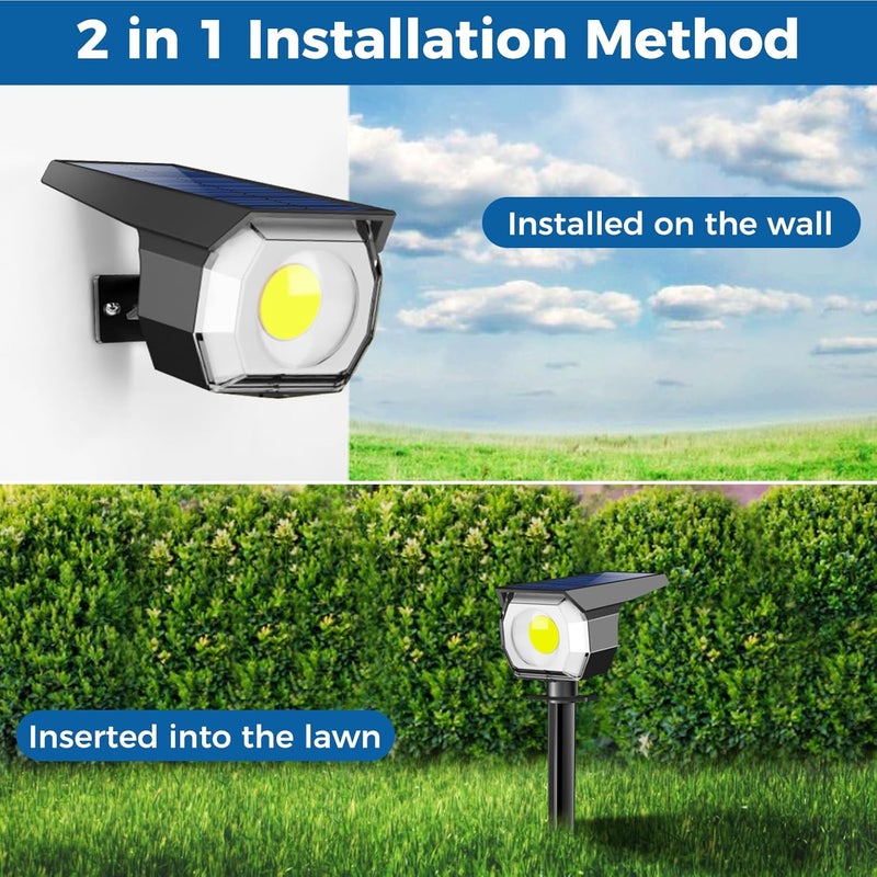 Peasur 2 Pack Solar Spot Lights Outdoor, Solar Spotlights Outdoor Waterproof 2-in-1 Auto On/Off Landscape Lighting for Outside Yard Wall Garden Pathway - Image 5